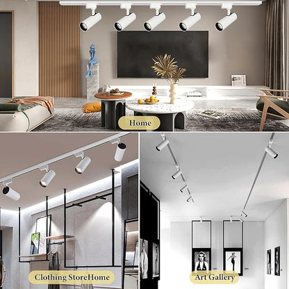 Ultra-Bright H Type White Track Lighting Kit with 26.2 FT Track Rails, 24 Heads 3000K Warm White 20W 2400lm, Dimmable Plug in LED Track Lights for Store, Moblie Cart and Office