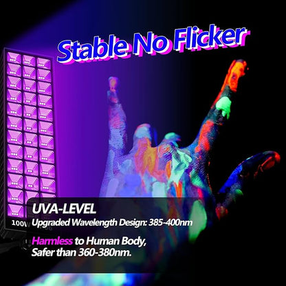 THECHAM 100W LED Black Lights Bar, 100 LEDs, Blacklight Flood Light for Black Light Party, for Glow Party, Bedroom, Halloween, Fluorescent Poster, Body Paint, Tapestry