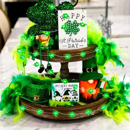 BOHON St Patricks Day Decorations Shamrocks String Lights Battery Operated 13 ft 40 LEDs Lucky Clover Green Lights for St Patrick's Day Accessories Office The Home Saint St. Patrick's Day Decor