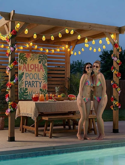 8.5Ft Tropical Summer Beach Pineapple Lights, 10L LED Pineapple String Lights Plug in for Indoor/Outdoor Home Table Porch Pergola Tiki Bar Luau Aloha Hawaiian Party Lights