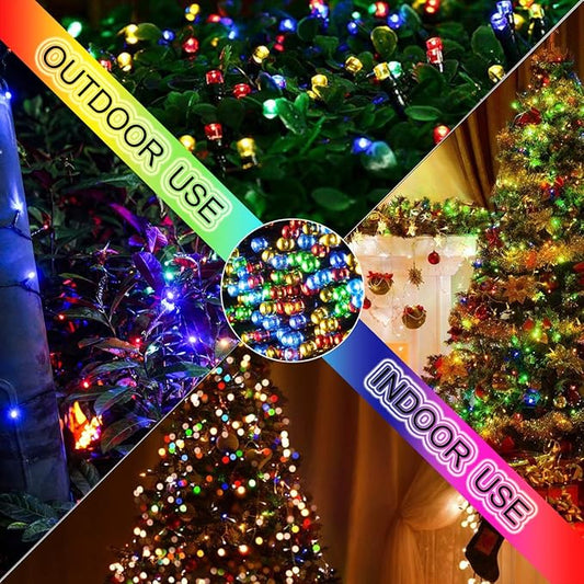 Christmas String Lights - 320 LEDs 35m/115ft Memory Function 8 Modes End-to-End Plug in Outdoor Waterproof Decorative Fairy Twinkle Indoor Xmas Tree Lights String for Home/Patio/New Year - Colorful