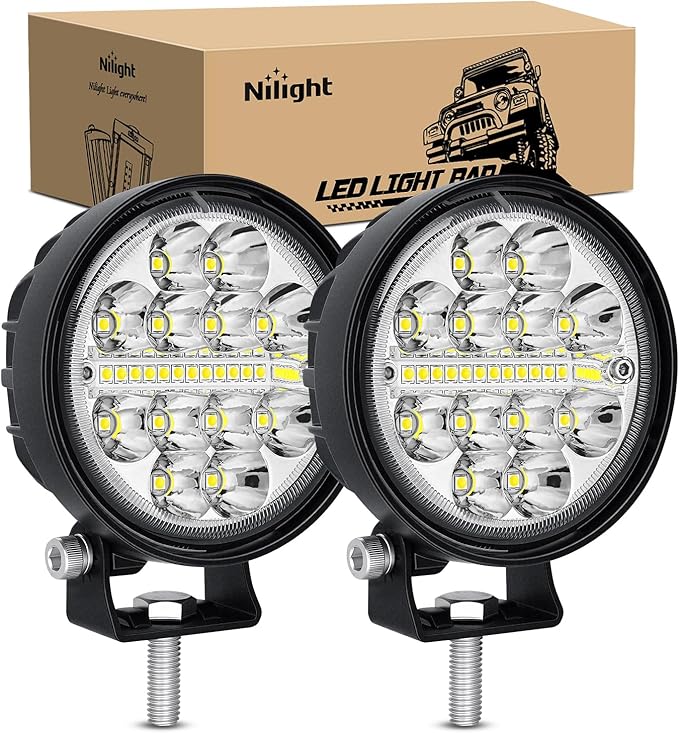 Nilight LED Light Pods 2PCS 3 Inch 36W Round Upgraded Spot Flood Combo Beam Driving Fog Work Backup Bumper Roof Lighting for Offroad Pickup Truck ATV UTV SUV 4x4 Van Camper Boat