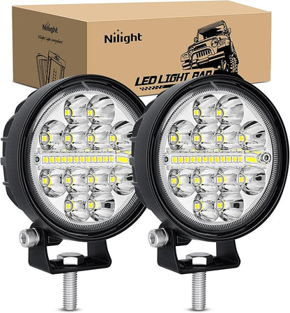 Nilight LED Light Pods 2PCS 3 Inch 36W Round Upgraded Spot Flood Combo Beam Driving Fog Work Backup Bumper Roof Lighting for Offroad Pickup Truck ATV UTV SUV 4x4 Van Camper Boat