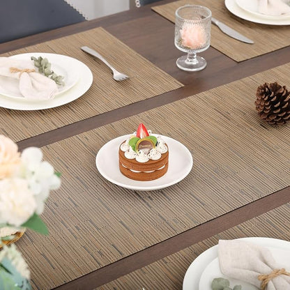 Myir JUN Table Runner, Vinyl Table Runner Indoor Arbitrarily Cropped Runner for Table Heatproof for Home Party (Light Brown, 12 x 94 inch)