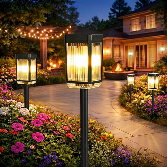 Solar Pathway Lights, Solar Powered Garden Lights Waterproof IP65, Auto On/Off Outdoor Light for Lawn Patio Walkway Driveway Decor Landscape Lighting (Warm White) (6 Pack)