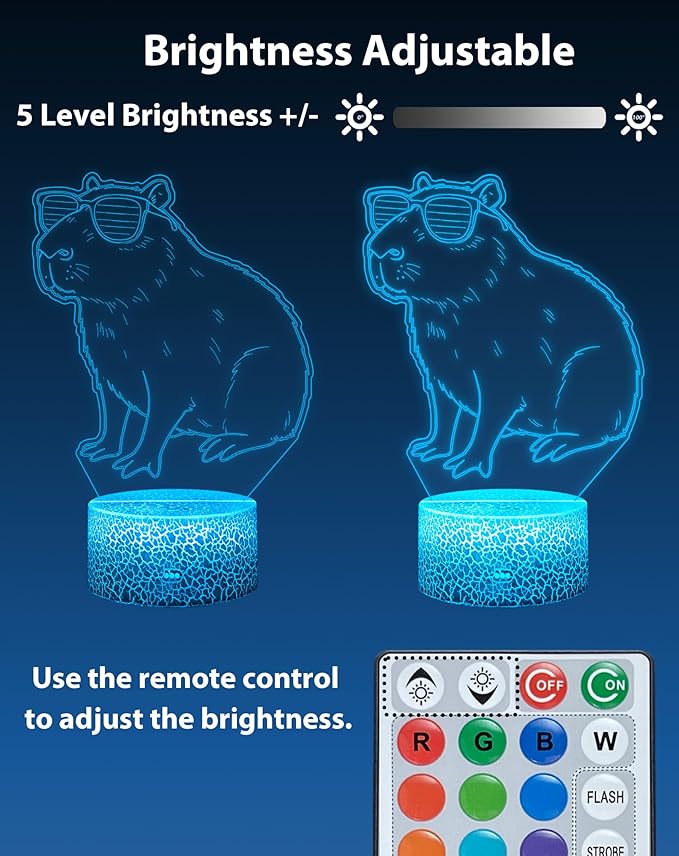 Capybara Night Light - Adorable Gift for Women, Teen Girls, Babies Decorate Kids' Bedroom with Cute Acrylic Capybara Nightlights - for Children and Toddlers