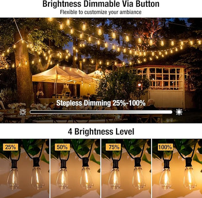 litogo LED Outdoor String Lights with Remote, 348ft (116x3) Waterproof Patio Lights with Shatterproof ST38 Edison Bulbs, Dimmable Outside String Light for Porch, Garden, Party, Bistro, Gazebos