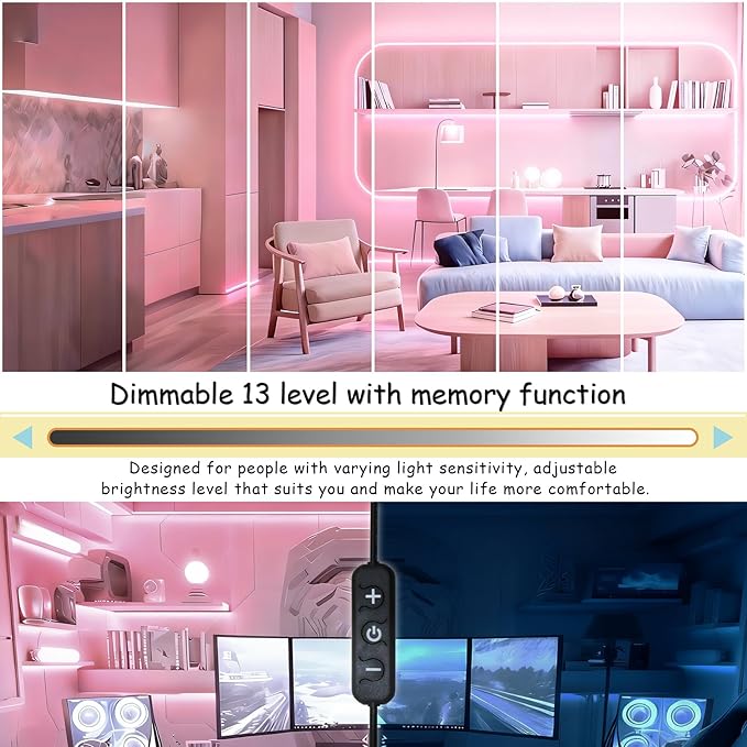 Pink 10 Foot Led Lights Strip Valentines Day Decor Rope Lights Easy DIY Princess Bedroom Cuttable Strip Lights for Baby Room Bathroom Living Room Kitchen Ceiling Wall Vanity Mirror Decoration