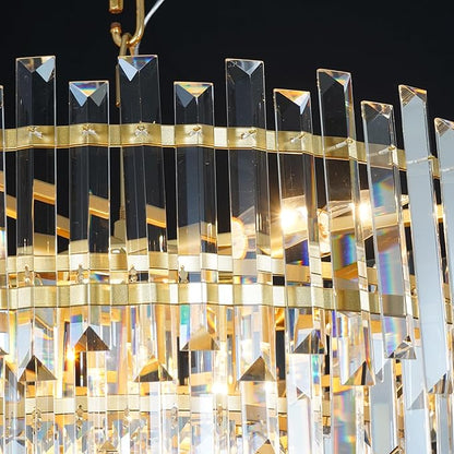 24" Modern Crystal Chandelier, 3-Tier Gold Pendant Light with 8 Lights, Luxury K9 Crystal Ceiling Fixture for Dining Room Living Room Foyer