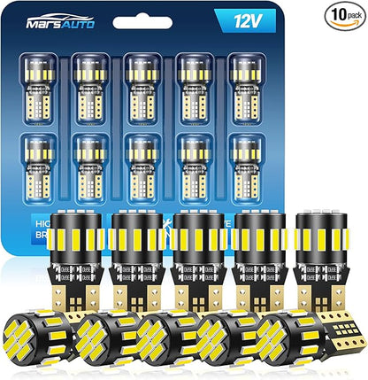 Marsauto 194 LED Bulb for License Plate Light, 6000K Super White 168 2825 W5W T10 Wedge Replacement LED Light Bulbs for Car Dome Map Courtesy Step Dash Trunk Light (Pack of 10)