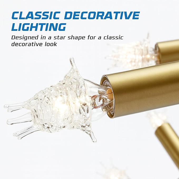 OHLECTRIC STAR Decorative Incandescent Bulb (6-Pack) 7W Clear Flame/Star Design Novelty Decor Light Bulb Candelabra Base E12 45 Lumens 120V C7A Filament, Chandeliers, Accent Lighting, Holiday Displays