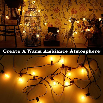 GOOTHY 25Ft Outdoor LED String Lights with 25 Shatterproof G40 LED Clear Globe Bulbs, Edison Vintage Bulbs Hanging Sockets, Decorative Lighting for Café Patio Porch Party Yard Christmas-Brown Wire