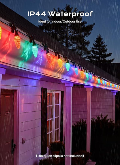 C9 Christmas Lights Outdoor, 82 FT 100 LED Connectable C9 String Lights with 8 Modes and Timer Extendable Xmas Tree Patio Roofline Garden Yard Holiday Party Indoor Outdoor Decoration, Multicolor