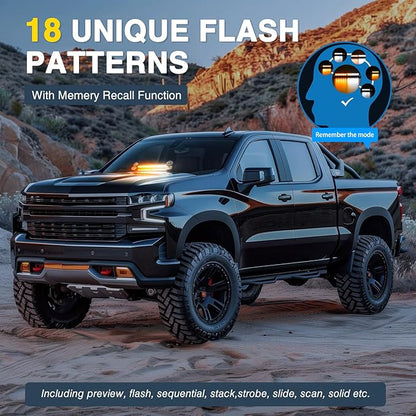 Nilight 12LED Traffic Advisor Strobe Light Bar Amber White Emergency Warning Hazard Safety Dash Front/Rear Windshield Flashing Lights for Cars Trucks Police Firefighter Plow Construction Vehicles
