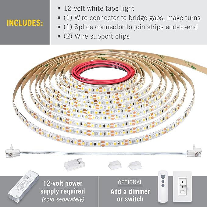 Armacost Lighting RibbonFlex Pro 12V White LED Strip Lights 120 LED/m, 5000K, 32.8 ft 163250