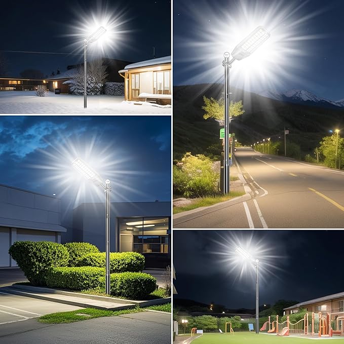 9500W Solar Street Light Outdoor Waterproof, 250000LM Large Commercial Light Solar Powered Dusk to Dawn LED Security Flood Lights with Remote/Motion Sensor, IP67 for Parking Lot/Garden/Yard