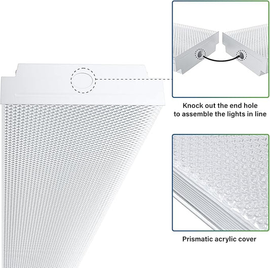ANTLUX 4FT LED Wraparound Light 40W LED Garage Shop Lights, 40W 4400LM, 4000K, 4 Foot Wrap Around Fixture, 48 Inch Linear Strip Flush Mount Office Ceiling Lighting, 128W Fluorescent Tube Replacement