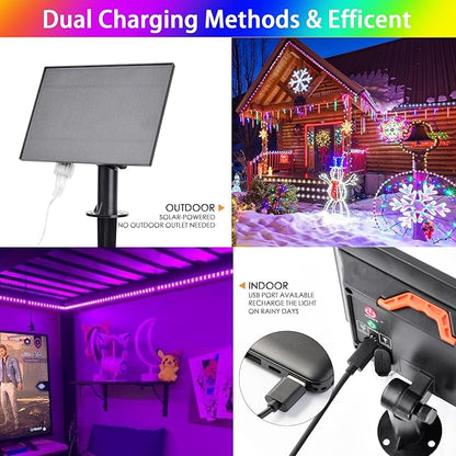 Nazuwke 66FT Solar Rope Lights Outdoor Waterproof, 18 Colors Changing 200 LED String Light USB & Solar Powered with Remote, Tube Light Fairy Lighting for Outside Patio Fence Pool Christmas Decor