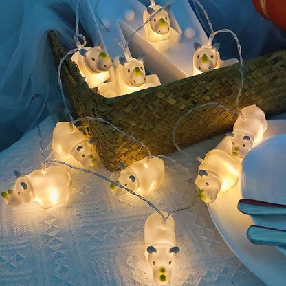 5.4 FT Cute Rhino String Lights,10 LED Christmas Rhino Fairy Light Night Light Battery Operated for Home Party Camping Decoration (Rhino)