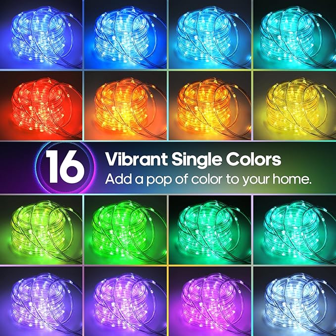 Rope Lights for Outside, 40FT 120LED Color Changing Rope Lights with Plug & Remote, 24 Colors RGB Twinkle Light Indoor Bedroom, LED String Light Outdoor Waterproof, Timer, for Christmas