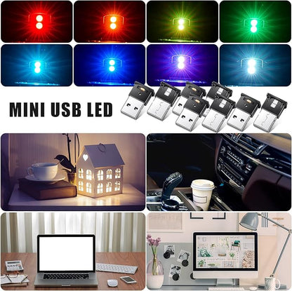 Frienda 2 Pieces Mini USB LED Light, Car LED Interior Lighting 5v Smart USB Atmosphere Light, Laptop Keyboard Office Decoration Night Lamp, Adjustable Brightness, 8 Colors