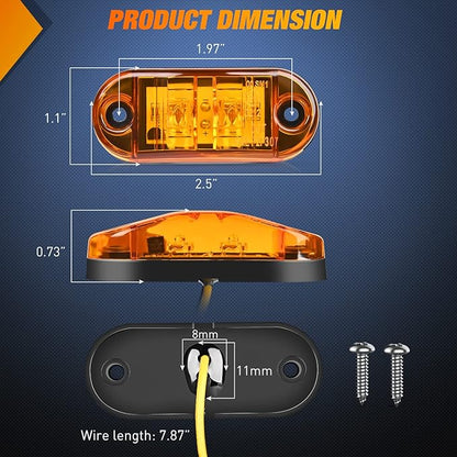 Nilight 2.5 Inch Oval Side Marker Light 10PCS 2 Diode LED Trailer Fender Clearance Lights Waterproof Surface Mounted for 10-30V Truck Camper Boat Lorry