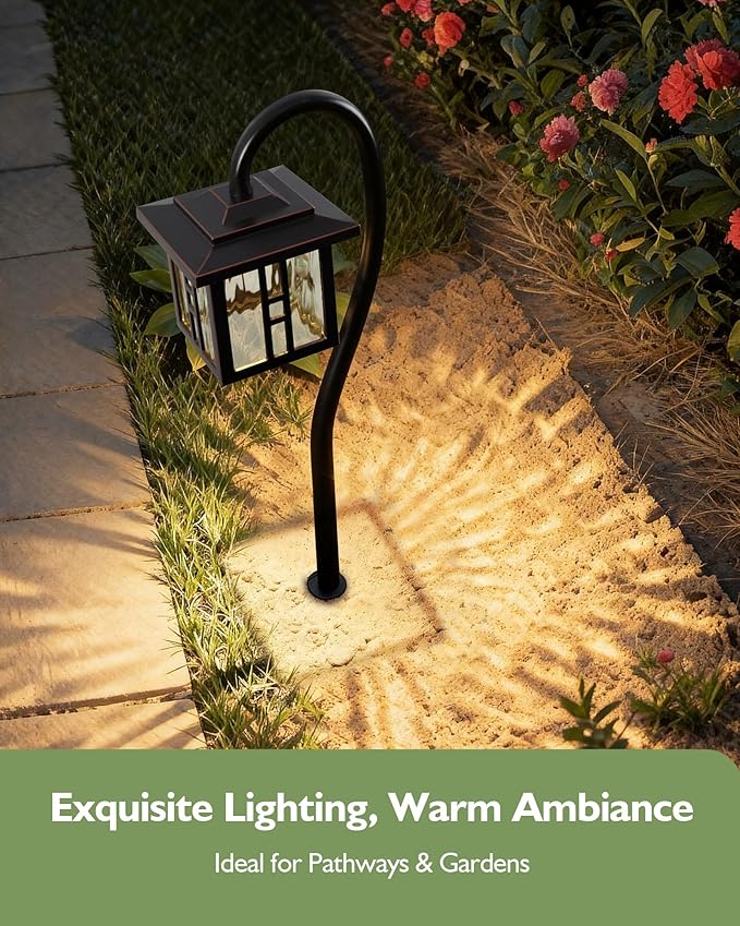 LITFIT Low Voltage Landscape Lighting, 12V 3W 185LM 3000K ORB Electric Pathway Lights, Waterproof Wired Garden Light with Connectors for Walkway Yard, Die-Cast Aluminum, 50000H Integrated LED, 4Pack