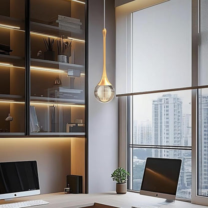 1-Pendant Lights Kitchen Island,Crystal Gold Globe LED Chandelier, Modern Dimmable Adjustable Height Hanging Light Fixture,Sloped Ceiling,Bedroom,Dining Room