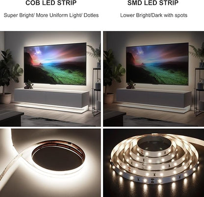 AXMOTUT COB LED Strip Light with Remote, Dimmable 32.8FT/10M Flexible High Density LED Light,4000K Natural White 3200LEDs Super Bright LED Light Strip CRI 90+ for Bedroom,Kitchen,DIY Home Decoration