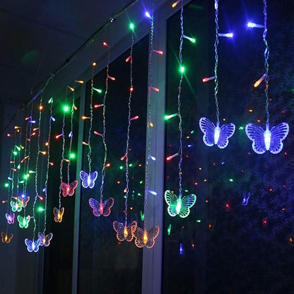 Butterfly Curtain Lights, 13ft 96 LED USB Window Fairy Lights 16 Butterflies 8 Modes Firefly Twinkle Timer String Lights with Remote for Room Bedroom Wall Ceiling Party Wedding Christmas