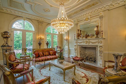TOCHIC French Empire Crystal Chandelier 9 Lights Modern Gold Chandelier, Luxury High Ceiling Light Fixture for Dining Living Room, Bedroom, Kitchen Island, Foyer, Hallway, 28.5" W x 43.7" H