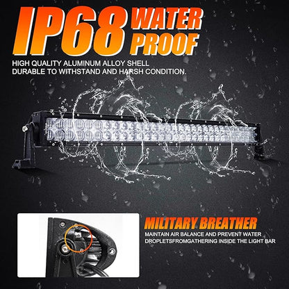 Auxbeam 32" LED Light Bar 180W Off Road Driving Lights LED Work Light Spot Flood Fog Lamp 5D Lens with Wiring Harness for Car, Truck, Offroad Vehicle, ATV, UTV, Pickup