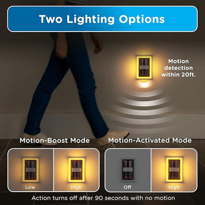 Enbrighten SleepLite LED Night Light Motion Sensor Nightlight Dusk to Dawn Amber Lights Ambient Lighting Room Decor for Bedroom Baby Nursery Bathroom Oil Rubbed Bronze 2 Pack