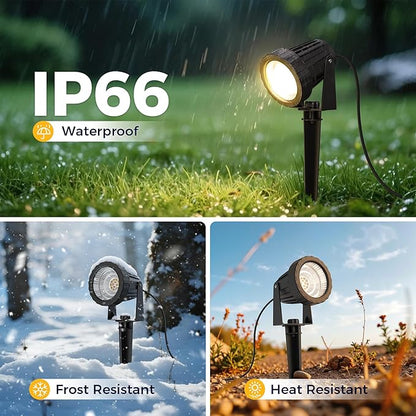 L LOHAS LED 5W Dusk to Dawn Outdoor Lighting, Auto On/Off 3000K Landscape Outdoor Spotlight, IP66 Waterproof Plug in Spot Lights for Yard, Garden, House, Pathway, Plant, UL Listed (6 Pack)