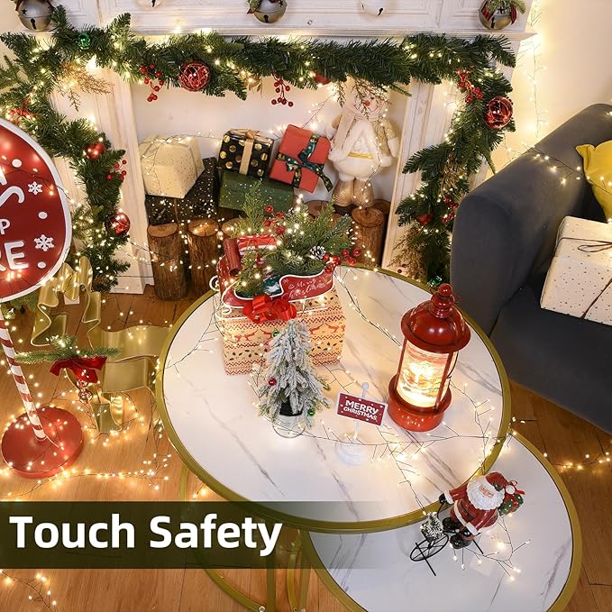 Fairy Lights Plug in 32.8Ft 500LED Warm Christmas Wreath Twinkle Lights with Timer Waterproof Remote Firecracker Firefly Cluster String Light for Bedroom Graland Party Tree Decor Black Wire