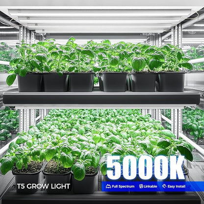 Barrina T5 Grow Lights for Indoor Plants, 4FT 160W (8 X 20W) Full Spectrum Grow Light with Separate Switch, Linkable Grow Lamp, Indoor Plant Lights for Growth, Plug and Play, 5000K, 8 Packs