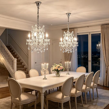 Modern Crystal Chandelier Light Fixtures 4-Light,Luxury K9 Clean Crystal Ceiling Pendant Light for Kitchen Island,Dinning Room, Bedroom,Hallway,Bathroom (4 Lights)