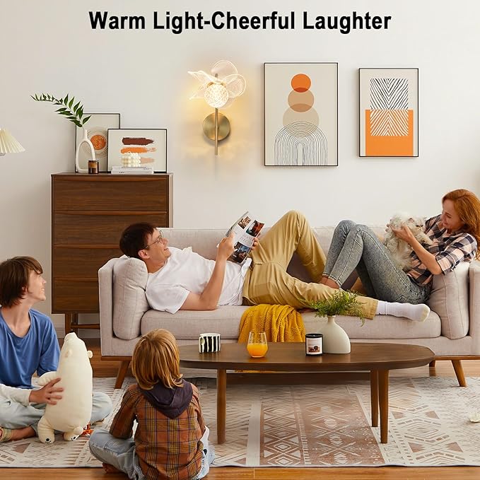 Gold Wall Sconces, Hardwired Indoor Wall Lights for Living Room, Modern LED Sconces Wall Lighting with 3 Color Adjustable, Wall Mounted Lamp for Bedrooms, Bathroom, Hallways, 3000K-6000K