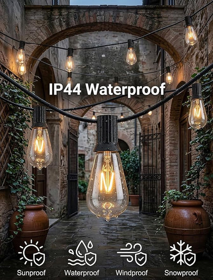 20Ft Outdoor String Lights,Edison Bulb String Lights with 22 Clear Edison Bulbs (2 Spare) UL Listed,Outdoor Patio Lights Waterproof for Outside Patio Backyard Party Deck Yard