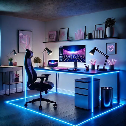 Battery Powered COB LED Strip Lights,3.28ft Ice Blue LED Light Strip for Dorm Room, Under Bed, Shelves, TV Backlight, Closet, Small Cuttable Tape Lights, Battery Operated LED Lights for TV