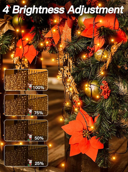 Guhope Christmas Lights 131FT 400 LED, Christmas Tree Light with 8 Lighting Modes, Outdoor Waterproof String Lights with Remote and Timer, Fairy Light for Holiday Decor (Warm White)