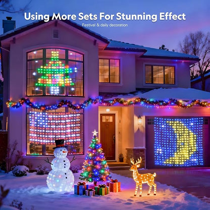 JMEXSUSS App-Controlled RGB Curtain Lights, 400 LED 6.5x6.5ft Color Changing String Lights, DIY Functions, Smart Holiday Lights for Bedroom, 4th of July, Halloween, Party, Xmas, Indoor, Outdoor Decor