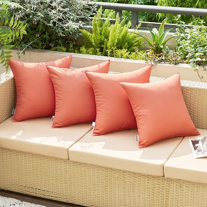 MIULEE Pack of 2 Decorative Outdoor Waterproof Pillow Covers Square Garden Cushion Sham Throw Pillowcase Summer Shell for Patio Tent Couch 20x20 Inch Coral Red