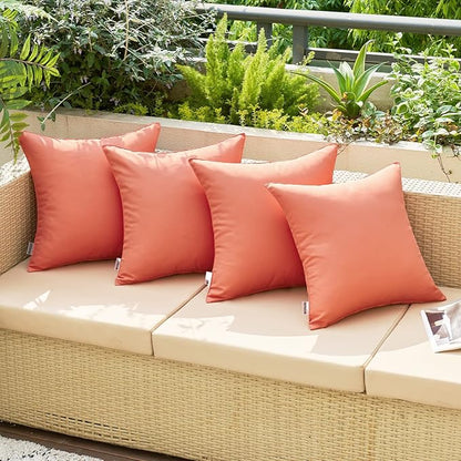 MIULEE Pack of 2 Decorative Outdoor Waterproof Pillow Covers Square Garden Cushion Sham Throw Pillowcase Summer Shell for Patio Tent Couch 20x20 Inch Coral Red