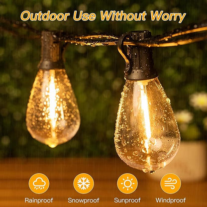 Ollny S11 Outdoor String Lights with Remote, 30 FT 3 Modes Dimmable Timers Waterproof Connectable Patio Lights, 15+1 LED Spare Bulb Dusk to Dawn Hanging Light for Indoor Porch Balcony Cafe