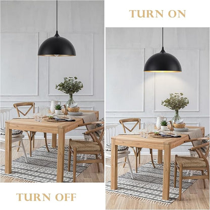 Black Pendant Light Fixtures, Pendant Island Lights for Kitchen, 11.8 inch Hanging Lights, Farmhouse Pendant Kitchen Light, Lighting Decor for Bedroom, Living Room, Dining Room (1 Pack)