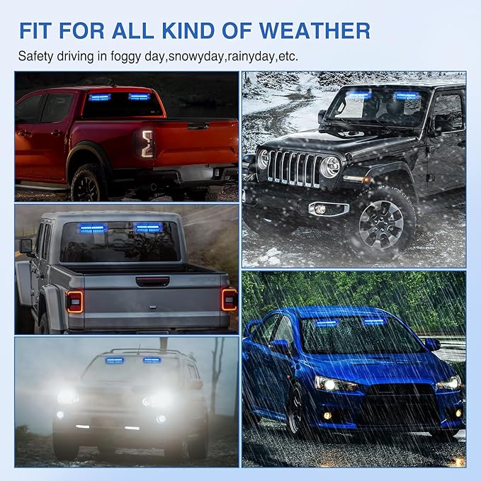 Nilight 24LED Emergency Strobe Traffic Advisor Light Bar 2 in 1 Blue Dash Warning Safety Flashing Lights Front/Rear Windshield Construction Lights for Trucks Cars Plow Police Firefighter Vehicles