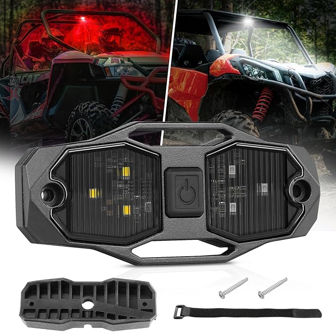 UTV Dome Light, ACEC SHOP Universal Roll Bar LED Dome Light Utility Roll Cage Lights UTV Interior Lights Courtesy Lighting Roll Bar Mount LED Light for UTV Polaris RZR SXS Ranger Truck - White/Red