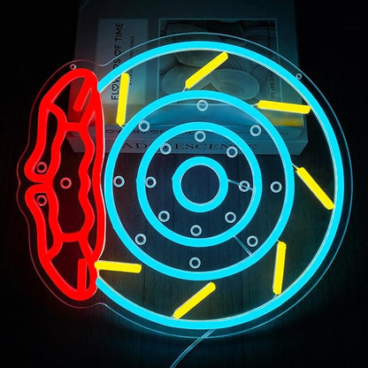 Brake Pads Neon Sign - LED Garage Wall Decor for Car Lovers & Racing Fans, Dimmable USB Powered Man Cave Light, Car Enthusiast Gifts for Workshop Bar(13.2 * 12inch)
