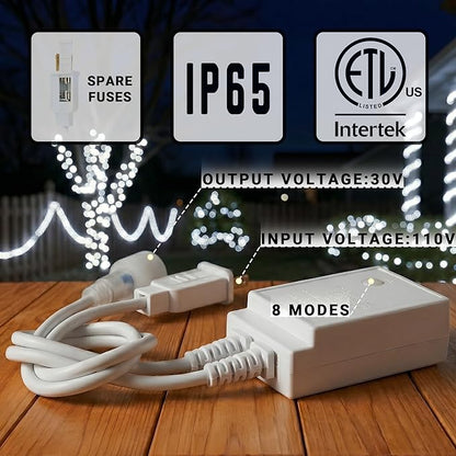 20ft Rope Lights Outdoor, Connectable & Flexible Tube Lights with 8 Modes Controller,Waterproof White LED Rope Lighting for Deck,Garden,Pool,Patio,Bedroom,Party,Indoor & Outside Landscape Lighting